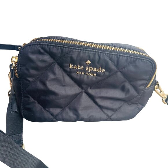 Kate Spade  Purse New York Black Quilted  Nylon Cross Body Bag - Picture 7 of 11